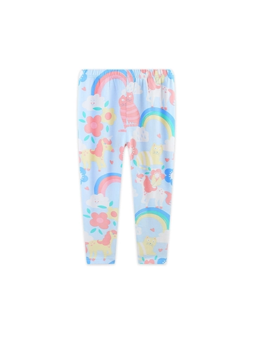 Girls Cartoon Unicorn Rainbow Printed Leggings Cotton Soft Elastic Slim Fit Casual Long Pants For Toddler Kids
