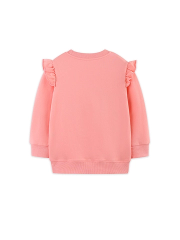 Mädchen Rosa Baumwolle Langarm Sweatshirt Einhorn Blumen Stickerei Volant Ärmel Pullover Herbst Lässig Kinder Sweatshirt