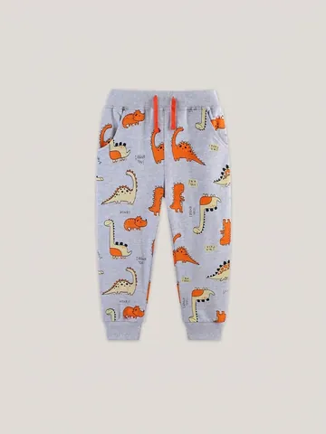 Boys Casual Jogger Pants Cartoon Dinosaur Printed Cotton Trousers For Toddler Kids Elastic Waist Sweatpants Fall Bottoms