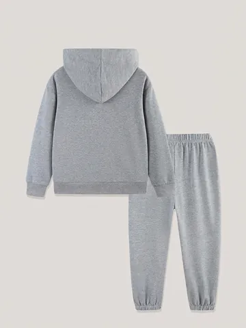 Kids Solid Color Hooded Sweatshirt And Sweatpants Outfits Toddler Sports Casual Apparel Hoodie And Pants Autumn Winter Cotton Blend