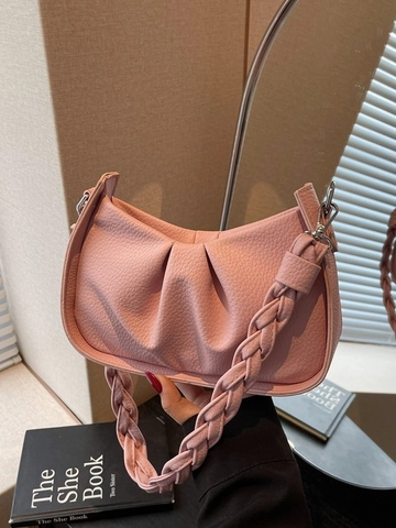 Bolso Bandolera Nube Plisado para Mujer Cuero PU Correa Trenzada Bolso de Axila Hobo Color Sólido Bolso de Hombro Pequeño de Moda