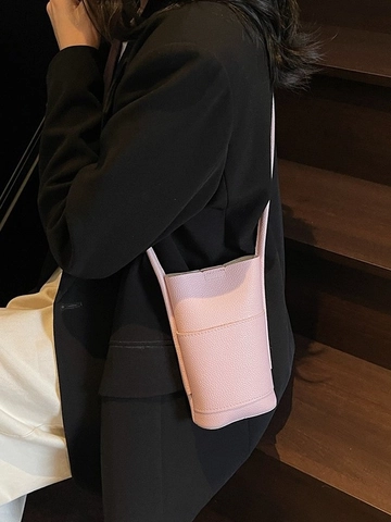 Minimalistische PU Leer Kiezelkorrel Telefoon Crossbodytas Modieuze Veelzijdige Kleine Emmertas Met Magnetische Gesp Voor Vrouwen