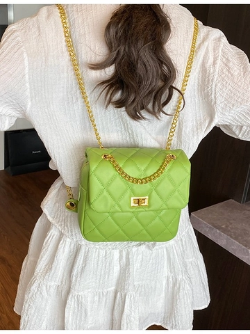 Zaino da Donna in Pelle PU Trapuntata con Catena Piccola Borsa a Tracolla alla Moda a Losanghe per Uscite Quotidiane Casual Donna