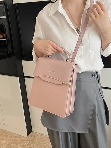 Bolso de Hombro para Mujer de Cuero PU Moda Coreana Minimalista Color Sólido Gran Capacidad con Solapa Bolso de Mano para Diario