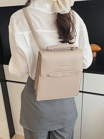 Bolso de Hombro para Mujer de Cuero PU Moda Coreana Minimalista Color Sólido Gran Capacidad con Solapa Bolso de Mano para Diario