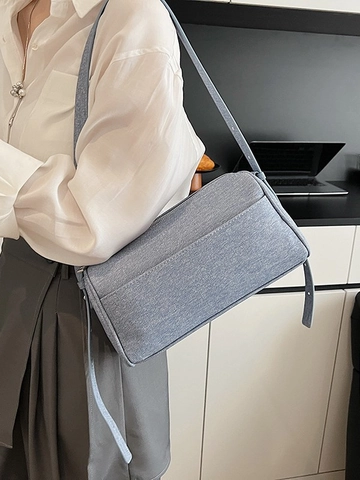 Vintage Denim Shoulder Bag For Women Minimalist Small Square Baguette Bag Casual Commuting Crossbody Purse Gift