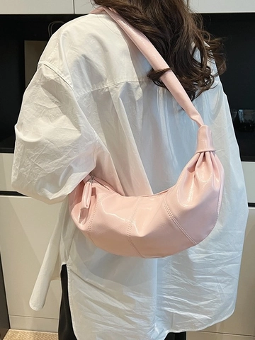 Large Capacity PU Leather Dumpling Bag Women Pleated Hobo Crossbody Bag Solid Color Niche Design Knotted Shoulder Bag Leisure