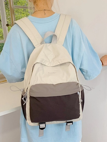 Women's Lightweight Outdoor Travel Backpack Nylon Waterproof Hiking Daypack Casual College Student Laptop School Bag Fashion Color Block Shoulder Bag