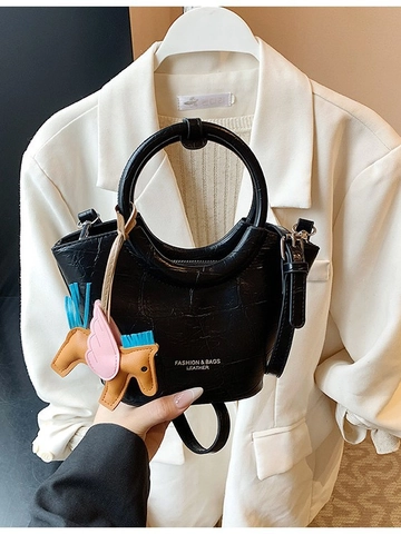 Borsa a Secchiello a Tracolla in Pelle PU Motivo Coccodrillo per Donna Manico Rotondo Borsa alla Moda Con Tracolla Regolabile Quotidiana Versatile