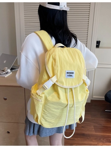 Sac à Dos en Toile Grande Capacité pour Femmes Mode Coréenne Cartable Avec Rabat à Cordon Sac à Dos de Voyage Décontracté