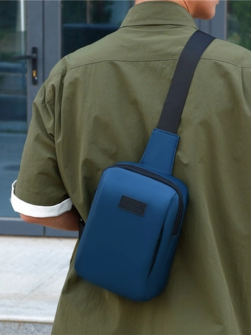 Men's Lightweight Casual PU Leather Chest Bag Sporty Crossbody Sling Bag For Outdoor Travel Daily Use Waterproof Shoulder Bag