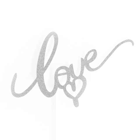 Glitter Laser Cut Paper Love Heart Cake Topper Romantic Cake Insert For Wedding Valentine Birthday Party Decoration