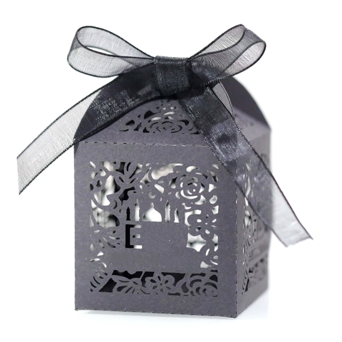Laser Ausgeschnitten Stern Mond Palast Süßigkeiten Schachtel Perlmuttpapier Geschenkbox Mit Schleife Für Ramadan Eid Mubarak Hochzeit