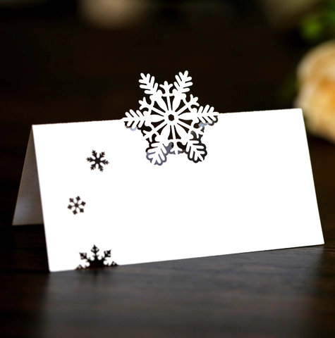 Tarjetas de Lugar Copo de Nieve Corte Láser Tarjetas de Nombre de Mesa Huecas para Boda Navidad Fiesta Banquete Decoración