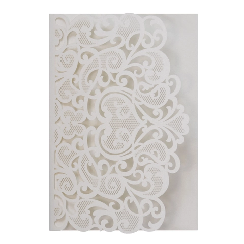 European Style Hollow Laser Cut Invitation Card Shell For Wedding Bridal Shower Engagement Heart Pattern Pearlescent Paper Greeting Card Cover