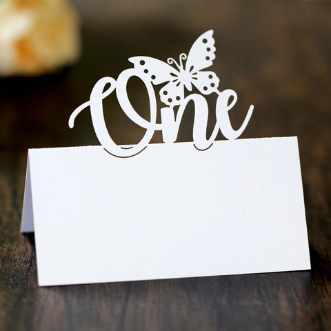 Laser Cut Butterfly One Place Cards For 1st Birthday Party Wedding Table Decoration Pearlescent Paper Hollow Name Seat Cards