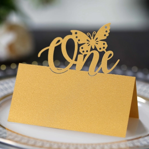 Laser Cut Butterfly One Place Cards For 1st Birthday Party Wedding Table Decoration Pearlescent Paper Hollow Name Seat Cards