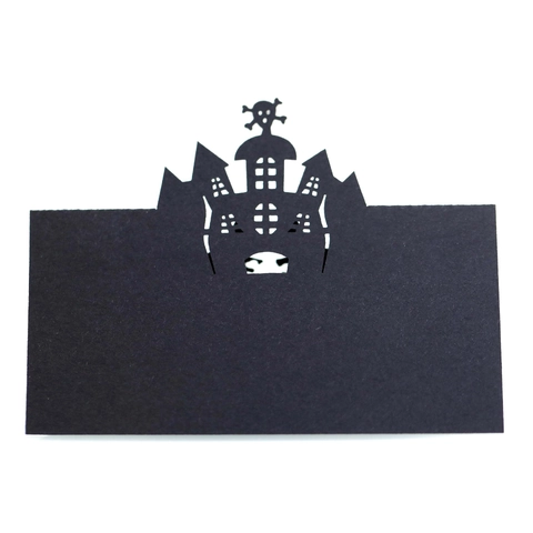 Halloween Laser Cut Place Cards Gothic Castle Skull Hollow Design Pearlescent Paper Table Name Cards Party Decoration