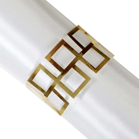 Geometric Hollow Paper Napkin Rings For Wedding Party Table Decoration Gold Silver Napkin Holders Laser Cut Table Decor