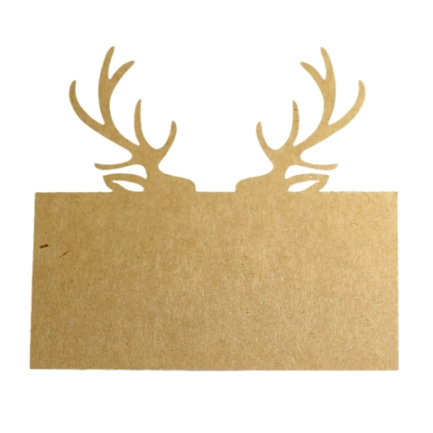 Reindeer Antler Hollow Out Place Cards Christmas Table Name Cards For Wedding Banquet Party Kraft Pearlescent Paper Card