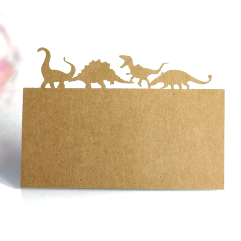 Dinosaur Laser Cut Hollow Kraft Paper Place Cards Exquisite Table Name Seat Cards For Wedding Birthday Party Desktop Decorations