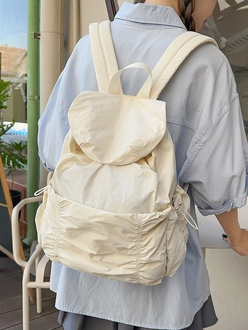 Large Capacity Nylon Drawstring Backpack Lightweight Water Resistant Casual Fashion Travel School Bag For Men And Women