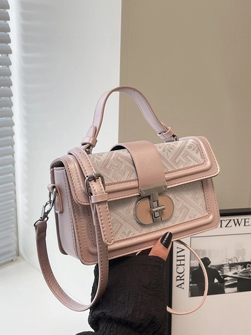 Bolso Bandolera Retro de Cuero PU para Mujer Con Patrón de Bordado Floral Geométrico Bolso de Mano Cuadrado para Viajes Diarios