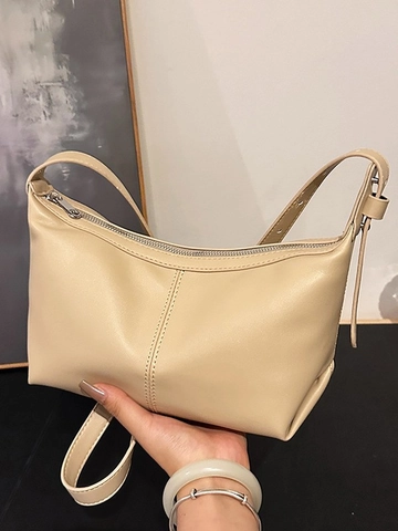 Vintage Minimalist PU Leather Crescent Hobo Bag For Women Large Capacity Dumpling Shoulder Crossbody Bag Adjustable Strap Handbag