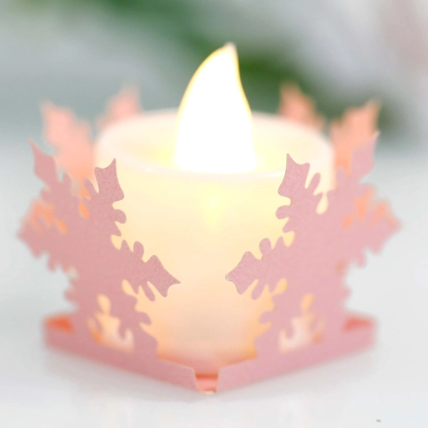 Funda de Pantalla de Papel Calado con Copos de Nieve para Portavelas LED Decoración de Navidad Boda Fiesta Festival