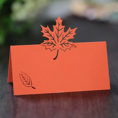 Laser Cut Maple Leaf Place Cards For Thanksgiving Wedding Party Table Decoration Pearlescent Paper Hollow Name Cards