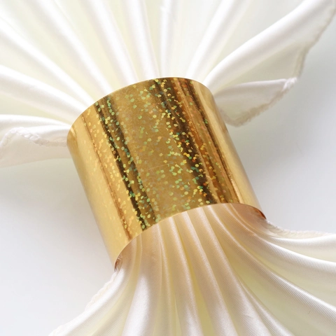 Laser Cut Pearlescent Paper Napkin Rings Hollow Out Mirror Glitter Design For Wedding Banquet Hotel Table Decoration Accessories