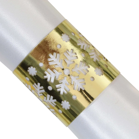 Servilleteros de Papel con Forma de Copo de Nieve Cortados a Láser Reflectantes de Doble Cara Hebillas de Servilleta para Decoración de Mesa de Boda de Navidad
