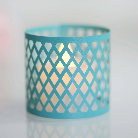 Hohl Gitter Papier Kerzenschirm Für Hochzeit Party Dekor Geometrisch Rautenmuster Laser Geschnitten Karton Tee Licht Wrap