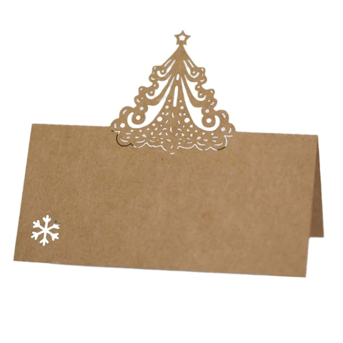 Marque-places de Sapin de Noël Découpe Laser Papier Kraft Perlé Table de Mariage Nom de Siège Décoration de Fête Noël