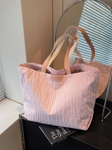Damen Große Kapazität Plissee Tote Bag Koreanisch Lässig Einfarbig Schultertasche Für Pendeln Shopping Student Handtasche