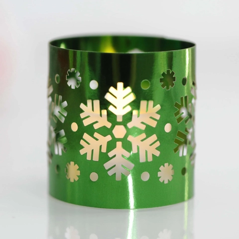 Christmas Snowflake Hollow Out Cardboard Candle Wrap Lampshade For LED Tea Light Gold Silver Red Green White Party Decor