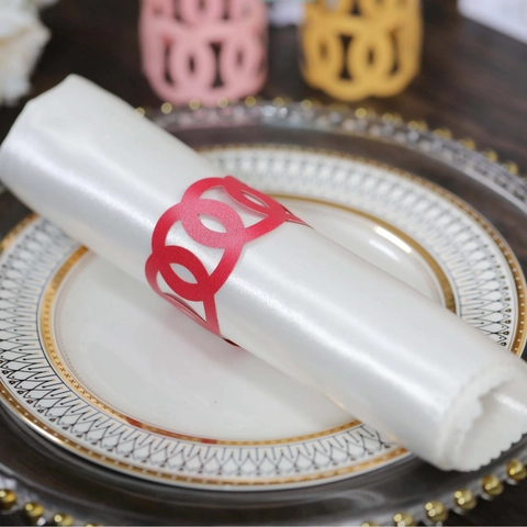 Ronds de Serviette en Papier Perlé Découpés au Laser Design Cercle Géométrique Évidé pour Décoration de Table de Mariage Banquet Hôtel