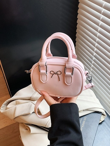 Dames Mini Strik Crossbody Handtas Mode PU Leer Bowling Tas Eenvoudige Kleine Schoudertas Voor Dagelijks Winkelen Daten