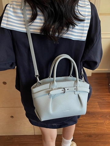 Women High-End PU Leather Handbag Fashion Pleated Shoulder Crossbody Bag Lychee Grain Commuting Large Tote Underarm Bag