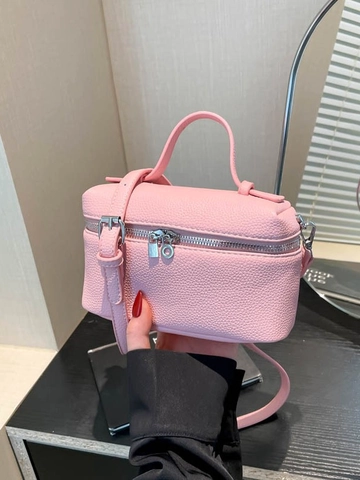 Borsa a Tracolla Piccola Quadrata in Pelle PU Trama Litchi Donna Borsa a Mano di Nicchia Alla Moda Minimalista Con Manico