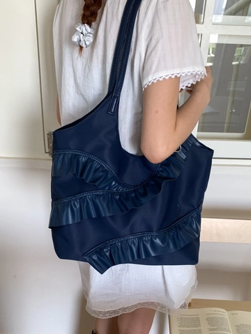 Women Large Capacity PU Leather Ruffle Tote Bag Fashion Soft Shoulder Bag Elegant Bowknot Underarm Bag For Casual Travel