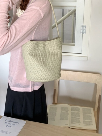Damen Mode Stroh Gewebt Eimertasche Lässige Sommer Schultertasche Magnetverschluss Kleine Umhängetasche Für Den Alltag
