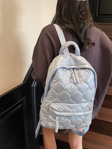 Dames Mode Gewatteerde Rugzak Casual Ruit Hart Patroon Puffer Rugzak Grote Capaciteit Lichtgewicht Schooltas Reis Schoudertas
