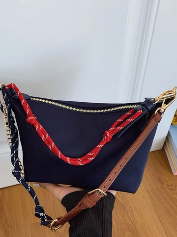 Borsa Hobo da Donna in Tela di Moda Manico in Corda a Contrasto Borsa a Tracolla Semplice Elegante Handbag da Viaggio Versatile