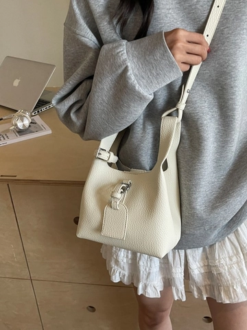 Bolso Saco de Cuero PU Vintage para Mujer Minimalista Bolso de Hombro Retro Color Sólido Con Correa Ajustable Set