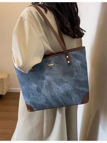 Minimalistische Dames PU Leer Tote Tas Met Grote Capaciteit En Gewassen Textuur Eenvoudige Woon-werk Schoudertas Mode