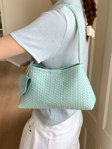 French Chic Woven PU Leather Underarm Bag For Women Minimalist Woven Shoulder Bag Casual Solid Color Hobo Bag Fashion Handbag