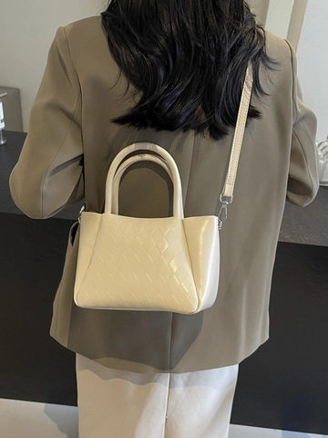 Borsa a Secchiello Trapuntata a Rombi da Donna in Pelle PU Metallizzata Versatile Borsa a Mano a Tracolla Per Pendolarismo