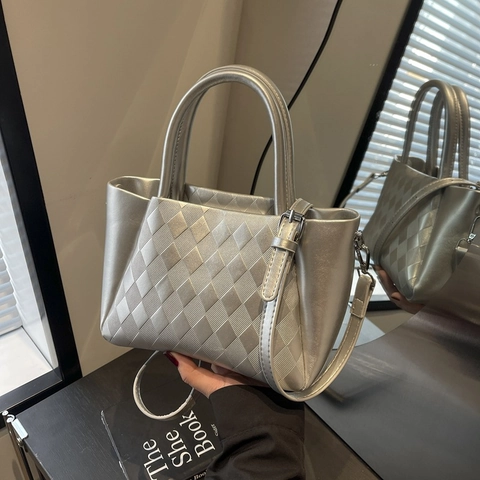 Damen Mode Gesteppte Bucket Bag Aus PU-Leder Rautenmuster Handtasche Umhängetasche Tote Schultertasche Für Den Alltag