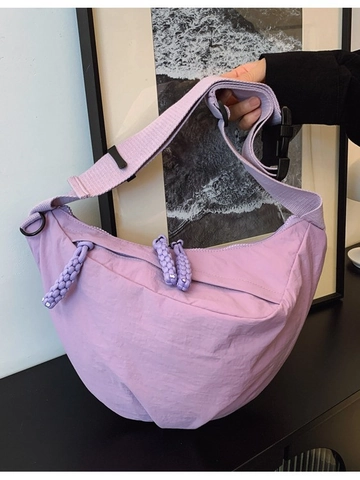 Women Large Capacity Canvas Crossbody Bag Casual Half Moon Dumpling Bag Adjustable Wide Strap Fashion Travel Messenger Bag